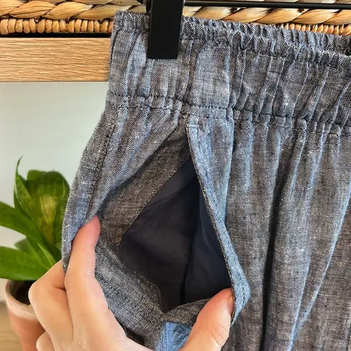 Tahari Linen Pocket High-Rise Wide Leg Crop Pants, Small