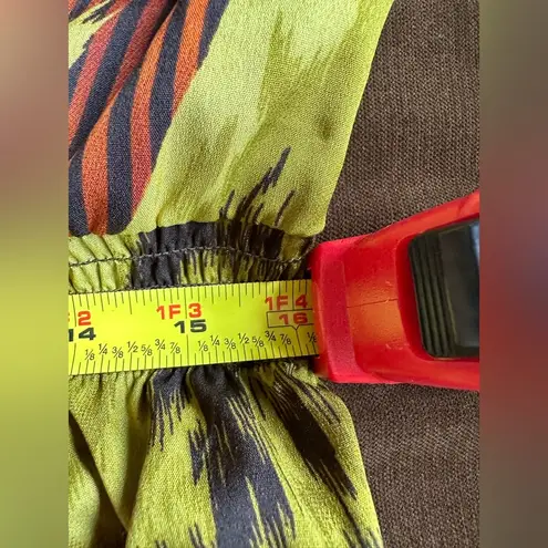 DIMRI Black /Orange Copper Stripes W Green. Batwing/Cap Sleeves Blouse Sz M Size M