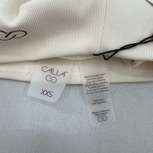 CALIA Women's Mixed Rib Essential Bike Shorts Unbleached XXS White