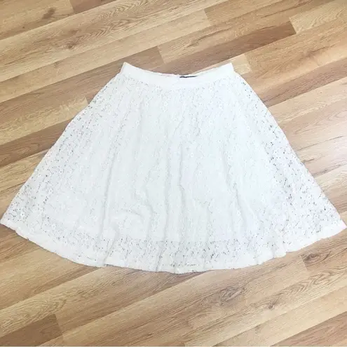 Grace Elements Ivory Cream Lace Midi Skirt A-Line Fit & Flare Size Small New