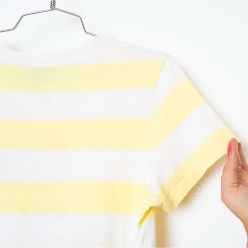 A.P.C. White Yellow Cotton Striped Dolphin Heart Logo Graphic Tee