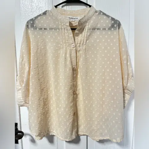 Emerson Fry India Collection Mandarin Collar Top light Peach Swiss Dot One Size Pink Size undefined