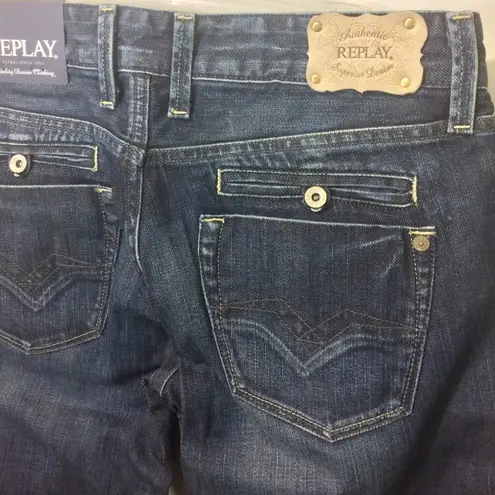 Replay women's size 28 seven pocket double back pocketed slim fit jeans 28x32 Blue