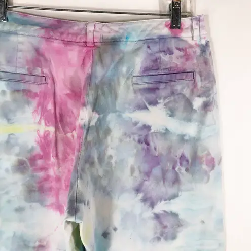 Larry Levine Size 14 Shorts Lime Squeeze Handmade Tie Dye Green Blue 224