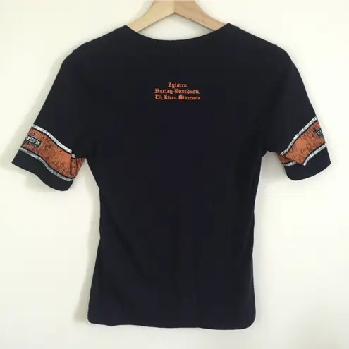 Harley Davidson HARLEY-DAVIDSON Black Orange V Neck Graphic Tee Elk River, MN - Image 8