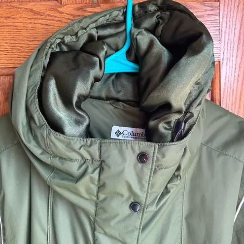 Columbia  women’s 2X Omni Shield Coat Parka Ski Jacket Green Hooded Cinch waist
