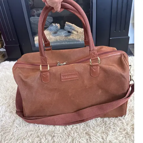 Karl Lagerfeld Vintage Brown Pebbled Vegan Leather Duffle Bag Weekend Carry On