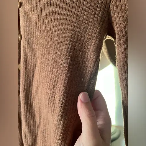 Rolla's Rolla’s Caroline Longsleeve cashmere blend Knit ribbed Top-brown/tan/minx sz xs