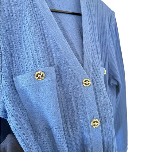 St. John Light Powder Blue Cardigan with Gold Buttons