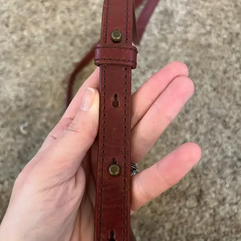 LL Bean Signature think hide leather maroon burgundy red brown structured bag