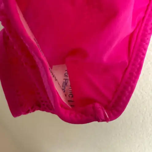 BECCA by Rebecca virtue BECCA Color Play Pink Crochet Plunge One Piece Swimsuit Size Medium