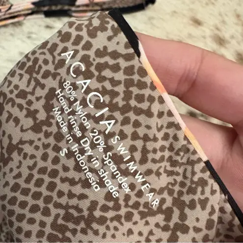 ACACIA Swimwear Aloha Floral Two Piece Set Kekaha Top Waikoloa Bottom Size XS/S Black