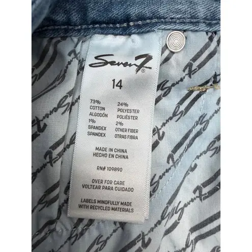 Seven7 Denim Cutoff Jean Shorts Light Wash Raw Hem Women's Size 14 NWOT