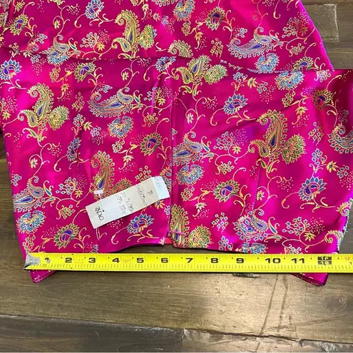 Cache RARE Vintage  Pink Top Beaded Paisley Open Back Y2K 2 S Printed Crop Gown