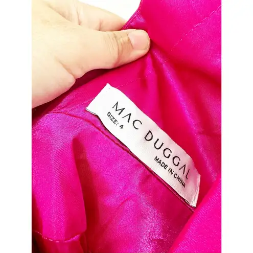 Mac Duggal 67835 Magenta Pink Taffeta Hi-Low Ruffle Cocktail Prom Gown Size 4