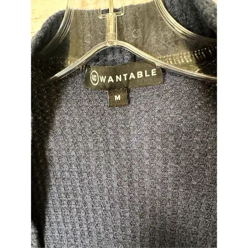 Wantable Women's Waffle Knit Long Sleeve Open Front Cardigan Navy Size Medium