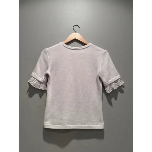 ZARA  Cream Off White Knit Shirt Midi Skirt Ruffle Matching Set Size Small