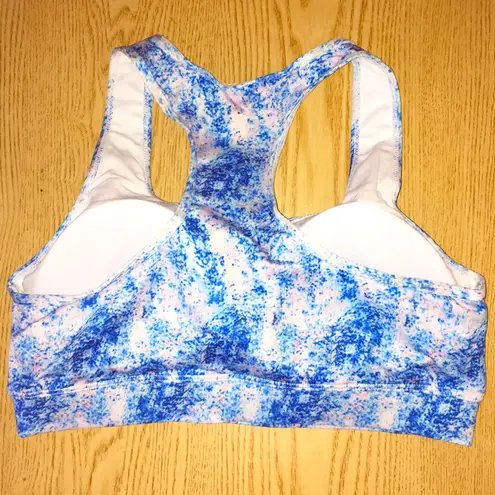 New Blue Galaxy Sports Bra with Removable Padding Blue White Size Large