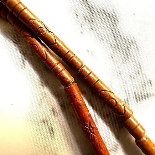 Peruvian wood beaded pendant necklace Brown