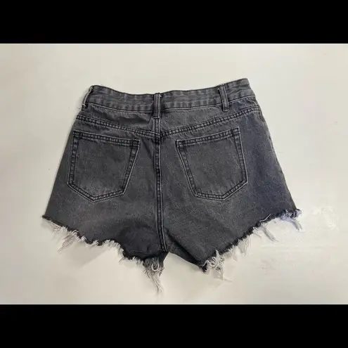 Momokrom , Dolls Kill, distressed shorts, gray-black,raw edge, UK 8,US Size 4
