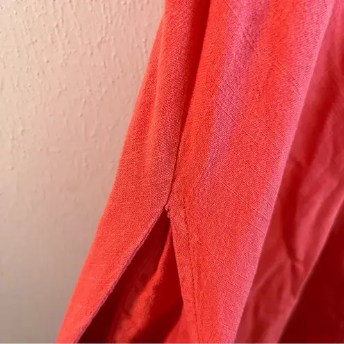 Thread and Supply  Dress Coral Sleeveless Linen Blend Swing High-Low Dress Sz L GUC