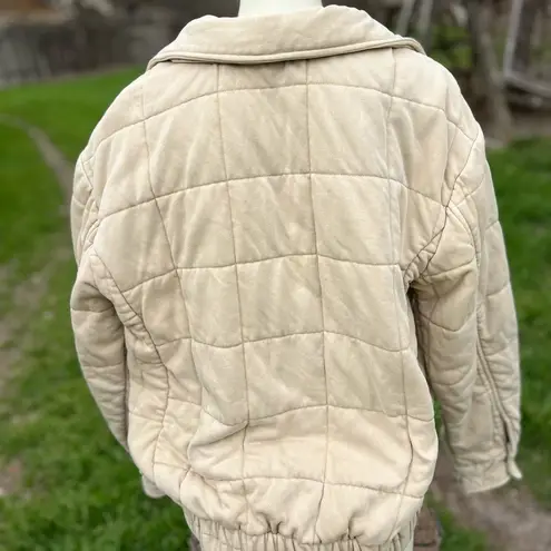 Blue b. Quilted Bomber Jacket Tan Size Medium