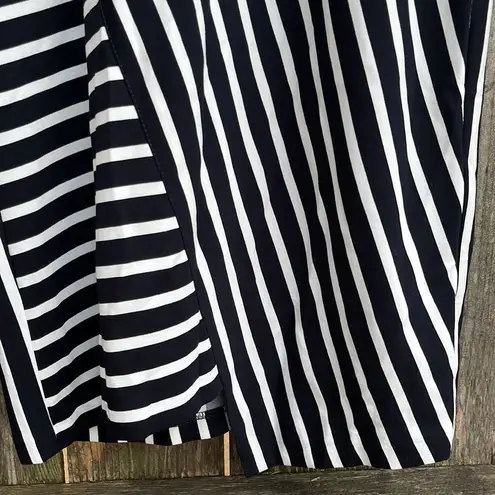 Joseph Ribkoff NWT Striped Faux Wrap Step Hem Dress Dark Blue White Size 12