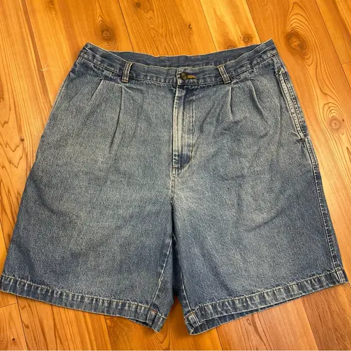 Consensus Vintage Denim Jean Shorts Jorts Unisex Pleated High Rise size 36 Blue