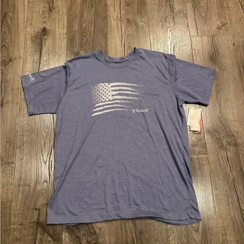 Huntworth New Women's T Shirt XL Distressed Flag Graphic Tee American Flag Blue