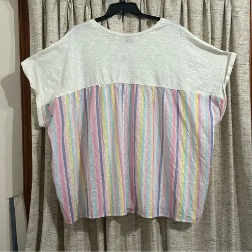 Torrid Cotton Modal Slub + Clip Dot Print Fabric Mixed Dolman Tee - 6X