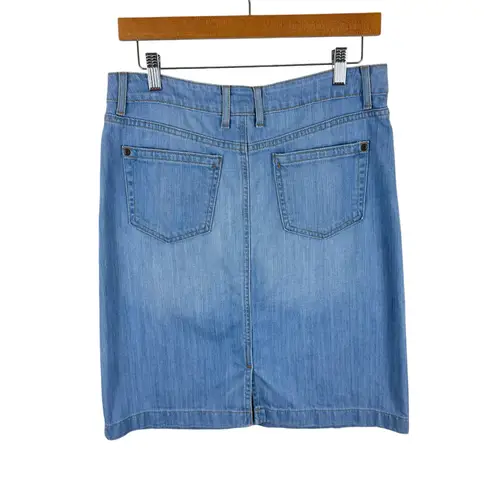 L.L. Bean Favorite Fit Cotton Light Wash Knee Length Jean Skirt Size 6 Blue