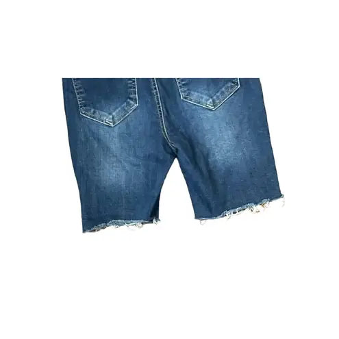 Boom Boom Jeans Shorts Stretch Cut Off Frayed Hem Blue Denim Low-Rise Women 5