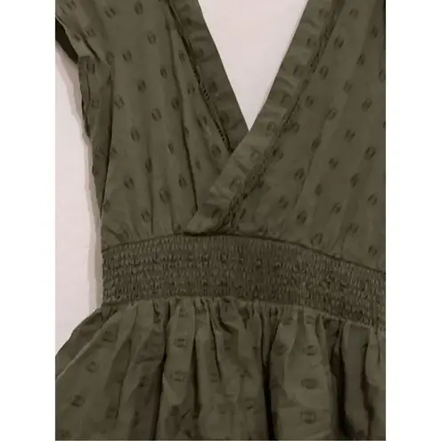 American Eagle  olive green ruffled lace mini dress S