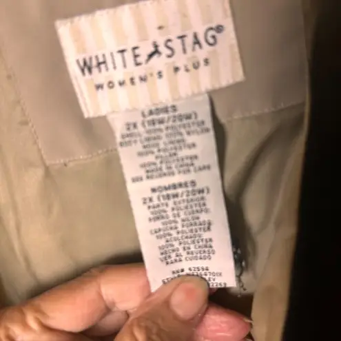 White Stag Size 2X Plus Beige Jacket Hooded Snap Front Water-Resistant Women