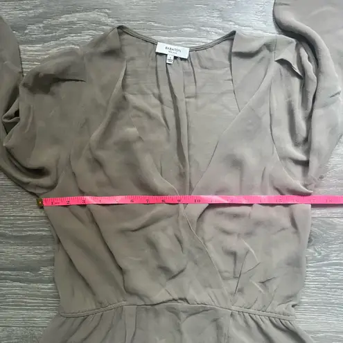 Babaton Aritzia 100% Silk Tan Surplice Long Sleeve Peplum Blouse Size S Career