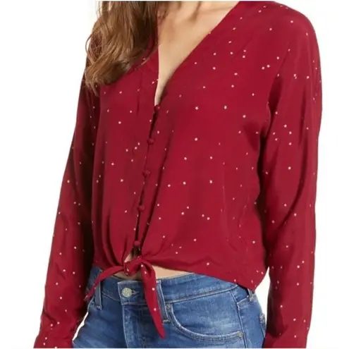 Rails Sloane Top Rogue Gradient Stars Button Shirt Size XS Tie Front Blouse - Image 13