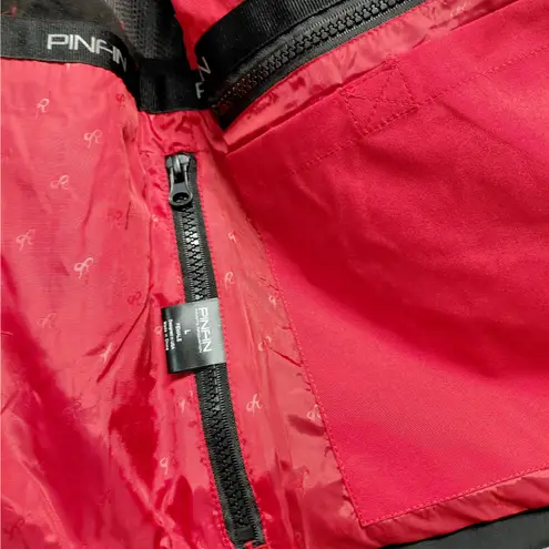 PinFin Women’s Hooded Windbreaker Alpha Jacket Size Large Red Hiking Rain Coat