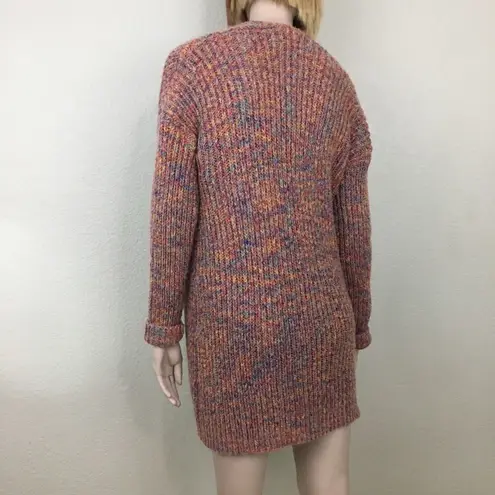 Hem & Thread Knit Open Cardigan Rainbow Flecks L