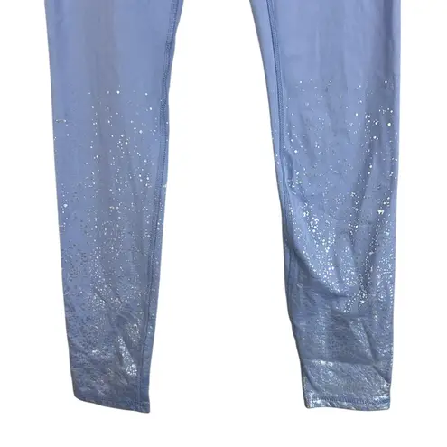 Marika Leggings Womens S Periwinkle High Waist 27” Glitter Ombre Workout Dry Wik Blue