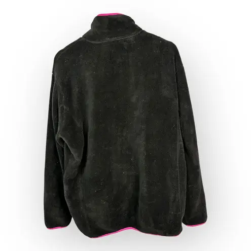 Breast Cancer Awareness Fleece Zip Up Sweater Jacket Womens size 2X Pink Ribbon Black