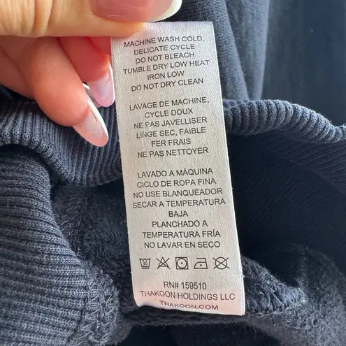 Thakoon Thick 100% cotton Hoodie Solid Navy Blue Size Medium Luxury Unisex