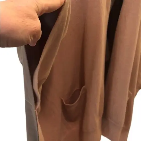 Marla Wynn Open Cardigan M Tan Taupe Pockets Casual Cotton Blend Lightweight Size M