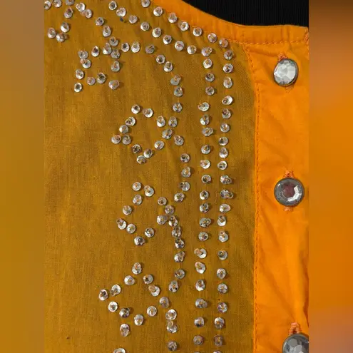 Old Navy Vintage  Vibrant Orange Embroidered lightweight bling Blouse