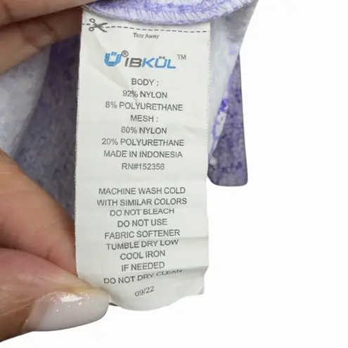 IBKUL Womens Lavender Abstract Print Size M UPF 50 Mock Neck Zip Golf Top Purple Size M