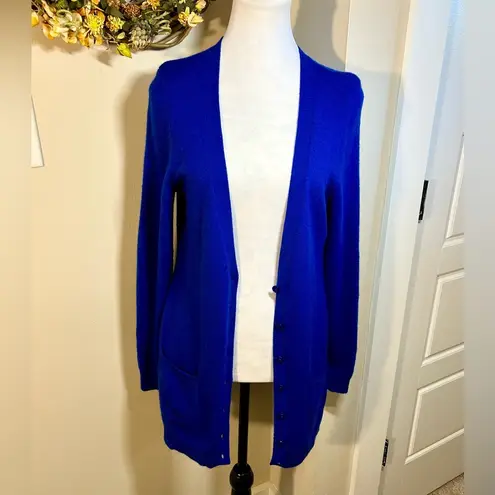 C by BLOOMINGDALES Cashmere Long Line Button Front Sweater w/Pockets Women’s L Blue Size M