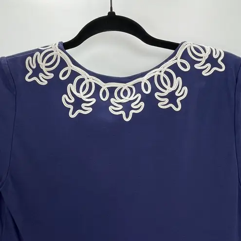Tori Richard Womens Navy Blue Embroidered Bell Sleeve Tunic Boho Dress Size XS - Image 4
