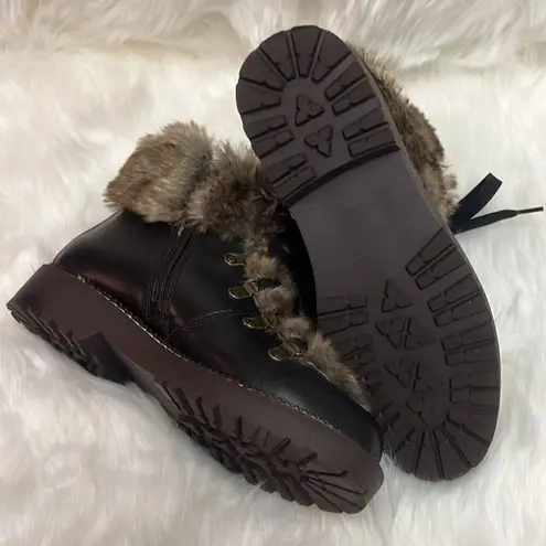 Lands End Womens 477938 Faux Fur Lined Cuff Boots Fisherman Core D20 Brown Size 7.5