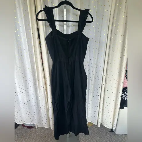 Lea & Viola Saks Off 5th 100% Cotton Solid Ruffle Jumpsuit Side Slip Pockets S