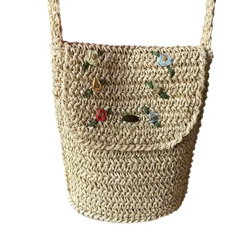 Scala The  Collection Raffia Straw Mini Crossbody/Shoulder Purse