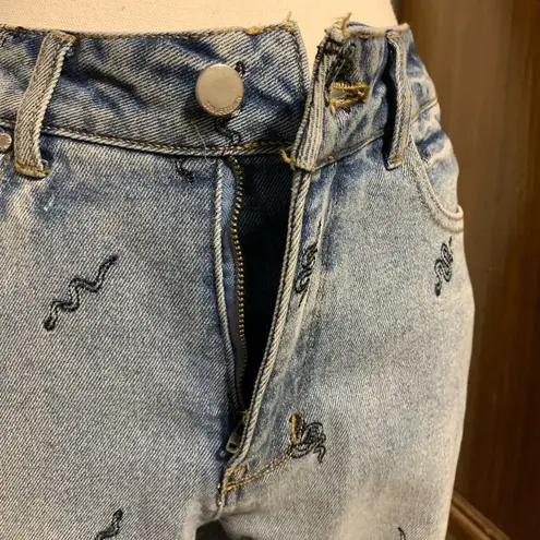 Tinseltown Snake Embroidered Crop Jeans